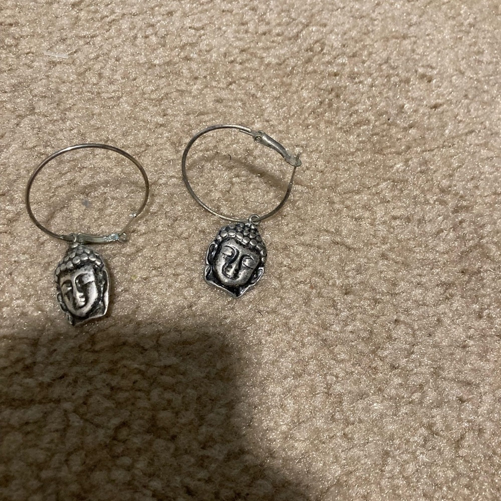 Silver Buddha hoops